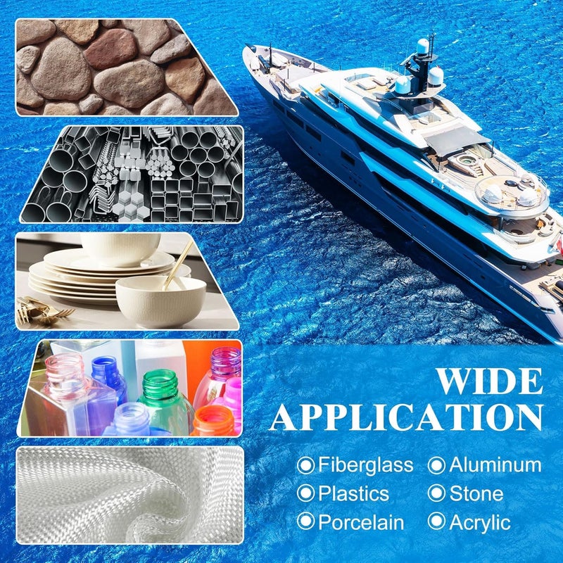 Fuchoi Fiberglass Repair Kit, 100ml White Gel Coat Repair Kit for Boats, Marine Fiberglass Resin Kit for Fixing Holes, Chips, Cracks in Boats, Yacht, Surfboard, Acrylic, Porcelain, Ceramic, Fiberglass Filler - Image 5